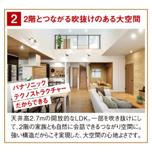 2階とつながる吹抜けのある大空間