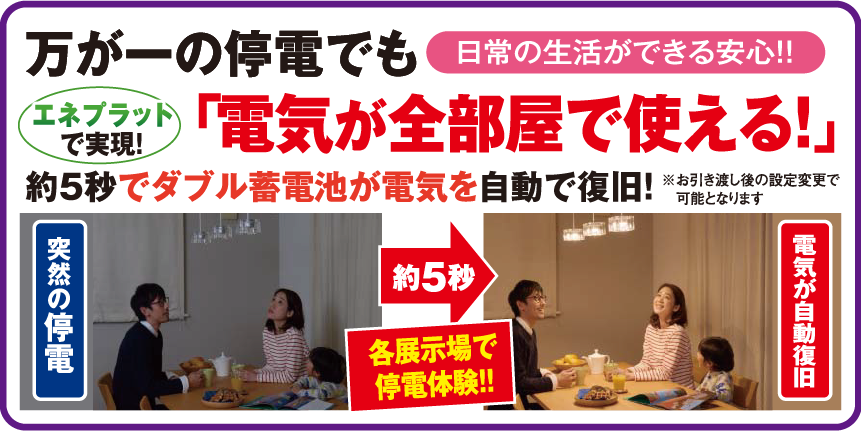 万が一の停電でも電気が全部屋で使える